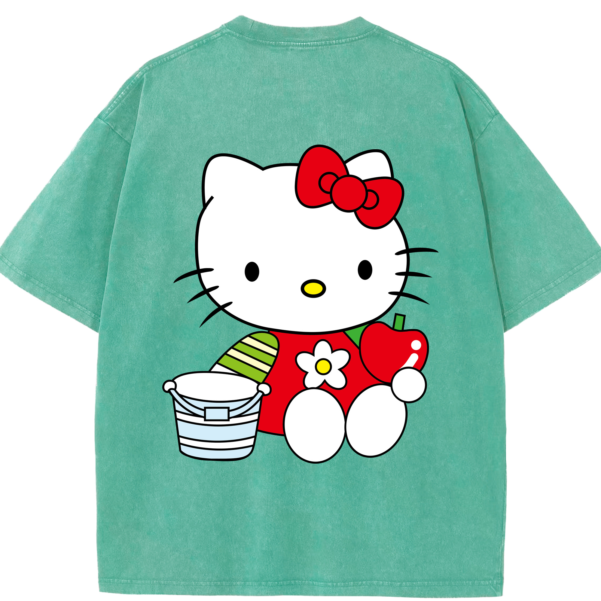 （画像用） Hello Kitty ハローキティ 綿100% ヴィンテージ風 半袖Tシャツ（背面プリント）
